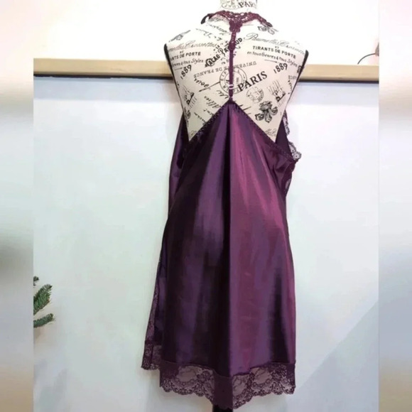 AVIDLOVE | Women's Purple Satin Lace V-Neck Chemise Nightgown - Picture 6 of 8